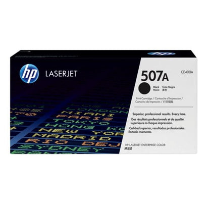 Cartucho de tóner láser original HP 507A (paquete individual), negro