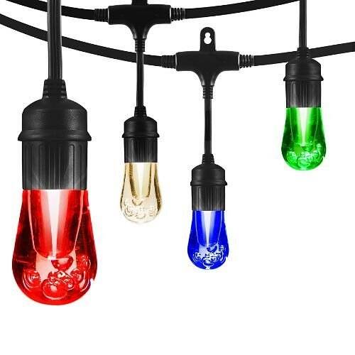 JascoPro RGBW WiFi LED Vintage Café Lights, 24ft, 12 Bulbs (66877)