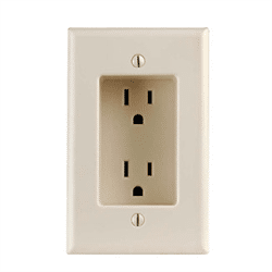 Leviton Recessed Duplex Receptacle 125V 15A Light Almond (689-T)