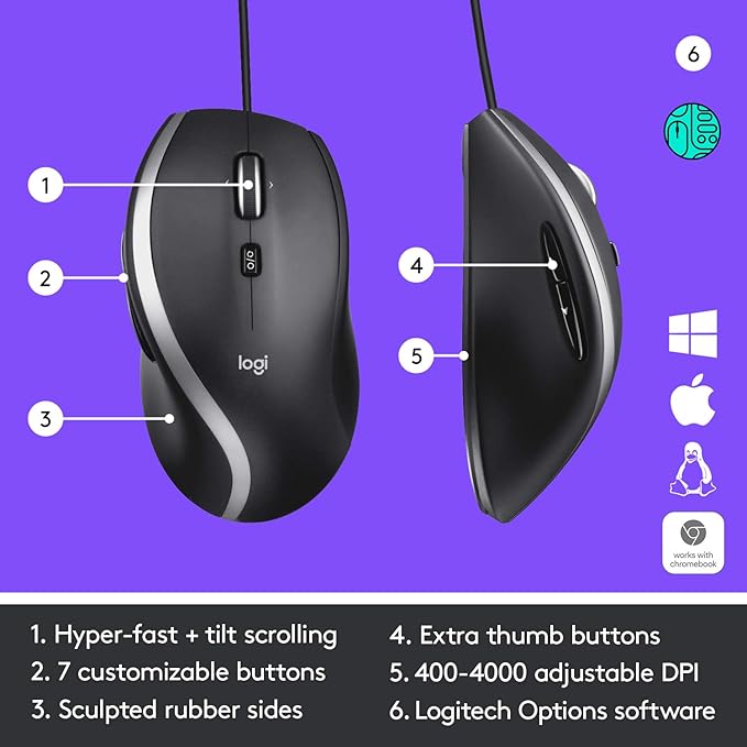 SOURIS FILAIRE LOGITECH M500S AVEC DÉFILEMENT ULTRA-RAPIDE