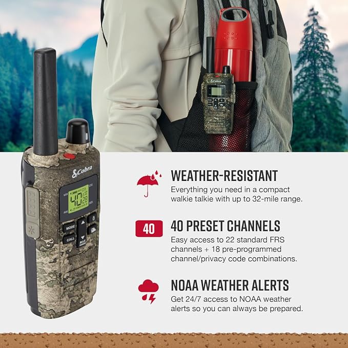Cobra 32-Mile, Rugged Two-Way Radio, Truetimber Strata, 2 Pack Bil