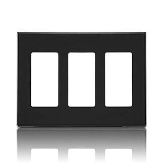 Leviton Screwless Decora Wallplate 3 Gang Black (80311-SE)