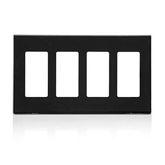 Leviton Screwless Decora Wallplate 4 Gang Black (80312-SE)