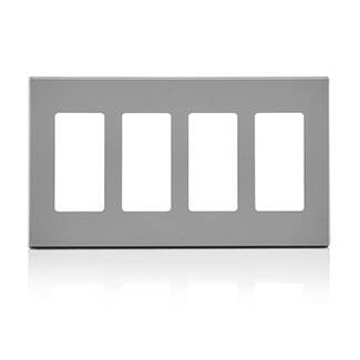 Leviton Screwless Decora Wallplate 4 Gang, Gray (80312-GY)