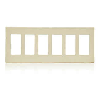 Leviton Screwless Decora Wallplate 6 Gang Light Almond (80326-ST)