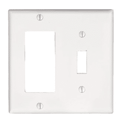 Leviton Mixed Wall Plate 2 Gang 1 Decora 1 Toggle White (80405-W)