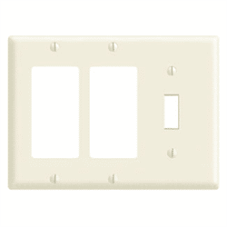 Leviton Mixed Wall Plate 3 Gang 2 Decora 1 Toggle White (80431-W)