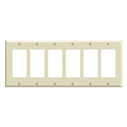 Leviton Decora 6 Gang Wallplate Ivory (80436-I)