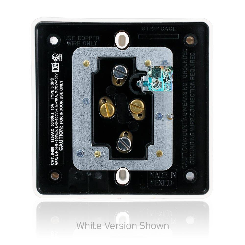 Leviton 4-in-1 Surge Protective Quadruplex Receptacle Outlet, 15 Amp, 125V Red (8480-R)