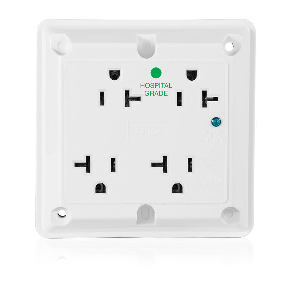Leviton 4-in-1 Surge Protective Quadruplex Receptacle Outlet, 20 Amp, 125V White (8490-W)