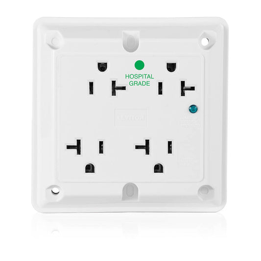 Leviton 4-in-1 Surge Protective Quadruplex Receptacle Outlet, 20 Amp, 125V White (8490-W)