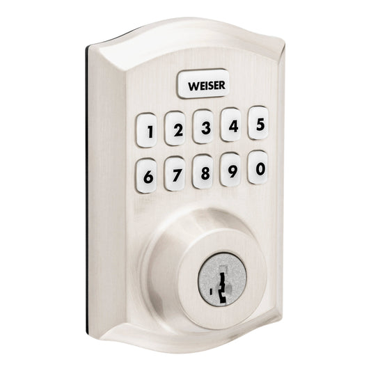 Weiser ZWave 700 Push Button Deadbolt Smart Lock, Satin Nickel (9GED18000-026)