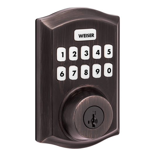 Weiser ZWave 700 Push Button Deadbolt Smart Lock, Venetian Bronze (9GED18000-027)