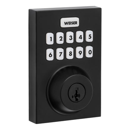 Weiser Zwave 700 Push Button Contemporary Deadbolt Smart Lock, Matte Black (9GED18000-031)