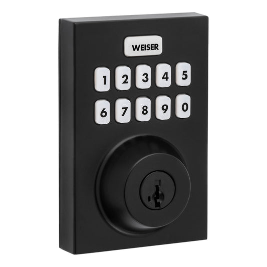 Weiser Zwave 700 Push Button Contemporary Deadbolt Smart Lock, Matte Black (9GED18000-031)