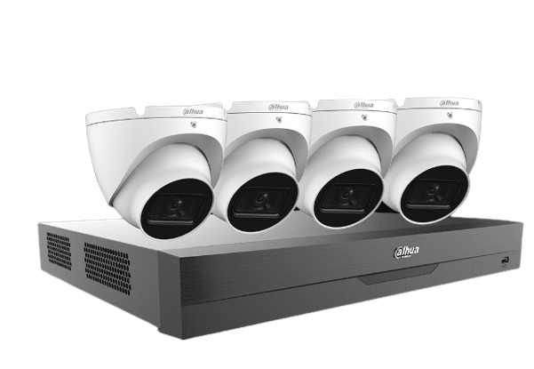 Kit Dahua HDCVI 4 canaux 5M-N Analytics + Pentabrid DVR 2 To, 4 mini-caméras oculaires 2 MP (C542E42B)