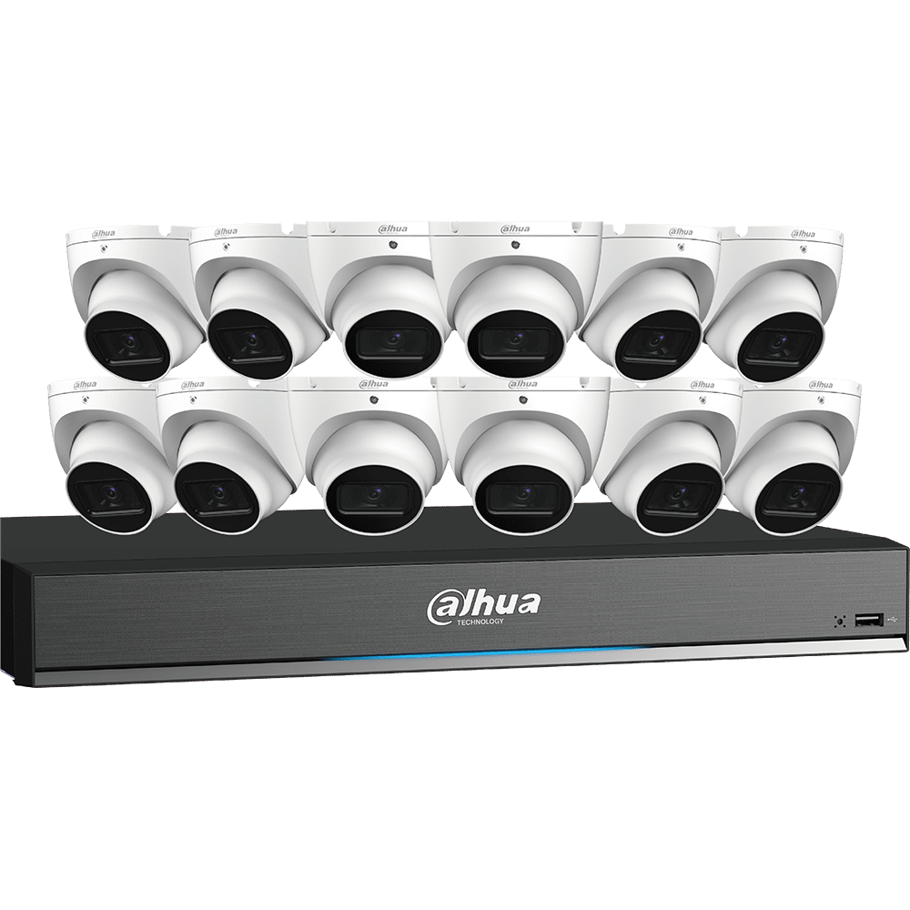 Dahua HDCVI Kit 16CH 4K ProAnalytics+ Pent DVR 4TB,12x 4K WDR Mini Eyeball Cams (C868E124A)