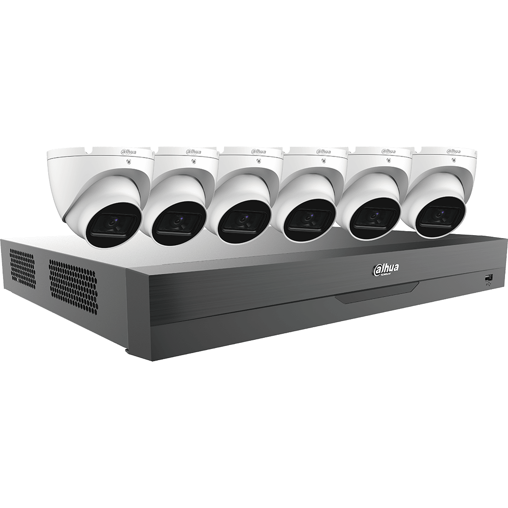 Dahua HDCVI Kit 8-CH 4K Analytics+ Pentabrid DVR 2TB 6x 5MP Mini Eyeball Cameras (C885E62A)