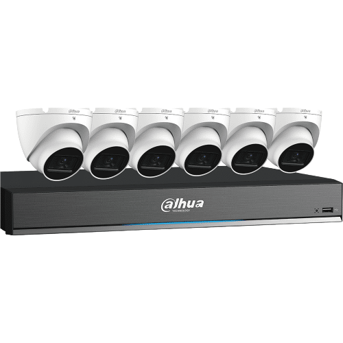 Kit Dahua HDCVI 8 canaux 4K Pro Analytics + DVR 4 To, 6 mini caméras 4K WDR (C888E64A)