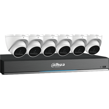 Kit Dahua HDCVI 8 canaux 4K Pro Analytics + DVR 4 To, 6 mini caméras 4K WDR (C888E64A)