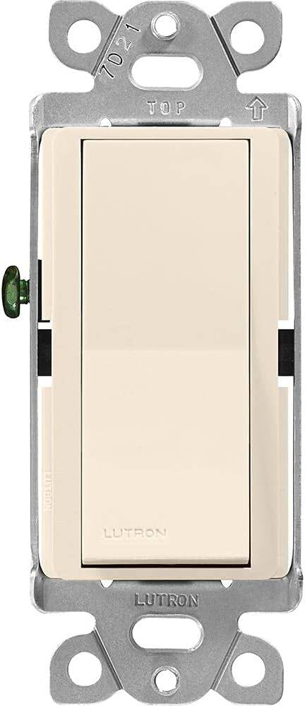 Interrupteur marche/arrêt Lutron Claro 3 voies 15 A, amande clair (CA-3PS-LA)