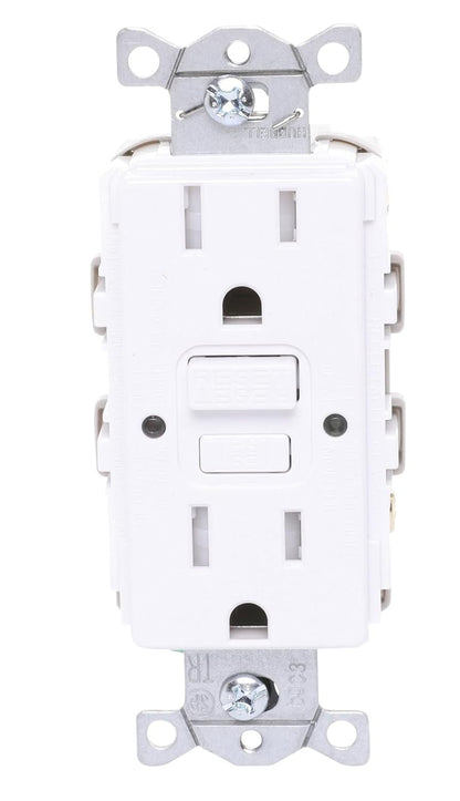 Lutron Claro 15A GFCI Tamper Res. Self Testing Receptacle, White (CAR-15-GFST-WH)