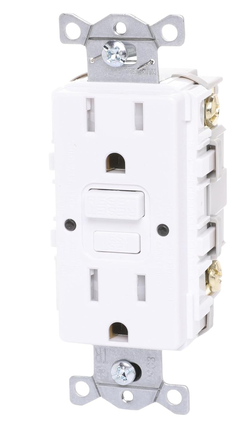 Lutron Claro 15A GFCI Tamper Res. Self Testing Receptacle, White (CAR-15-GFST-WH)