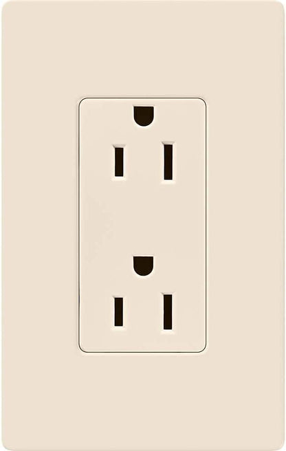 Lutron Claro Duplex Receptacle 15 Amp, Light Almond (CAR-15-LA)