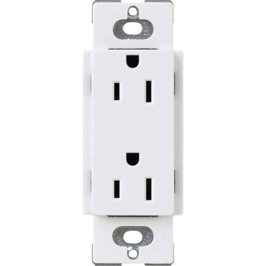 Lutron Claro Duplex Receptacle 15 Amp, White (CAR-15-WH)