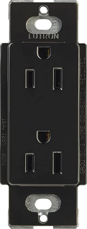 Lutron Claro 15A Tamper Resistant Receptacle Black (CARS-15-TR-BL)