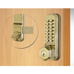 Codelocks Surface Deadbolt with Key Override Polished Brass 2 3/8" (CL200K-PB)
