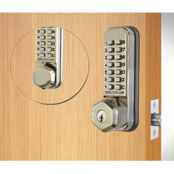 Codelocks Tubular Latchbolt, Back to Back, Key Override Stainless Steel 2 3/8" (CL290KBB)