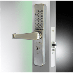 Codelocks Narrow Stile Lever Lock with Code Free Passage, Stainless Steel (CL465)
