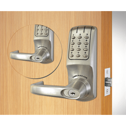 Codelocks Electronic Tubular Latchbolt 2 Keypads Code In Out Brushed Steel 2 3/8 (CL5210BB)