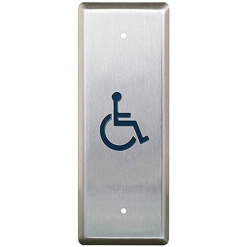 Camden 4-1/2" x 1-3/4" Narrow Push Plate Switch, Vertical mounting, Wheelchair (CM-25/2)
