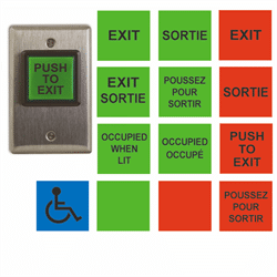 Camden Illuminated REX Button, 14 English/French Inserts, Red and Green (CM-30C)