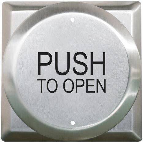 Camden 4.5' Round Push Plate, 'WHEELCHAIR Symbol' Blue (CM-41/2)