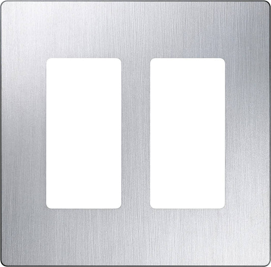 Lutron Claro Wallplate 2 Gang, Stainless (CW-2-SS)