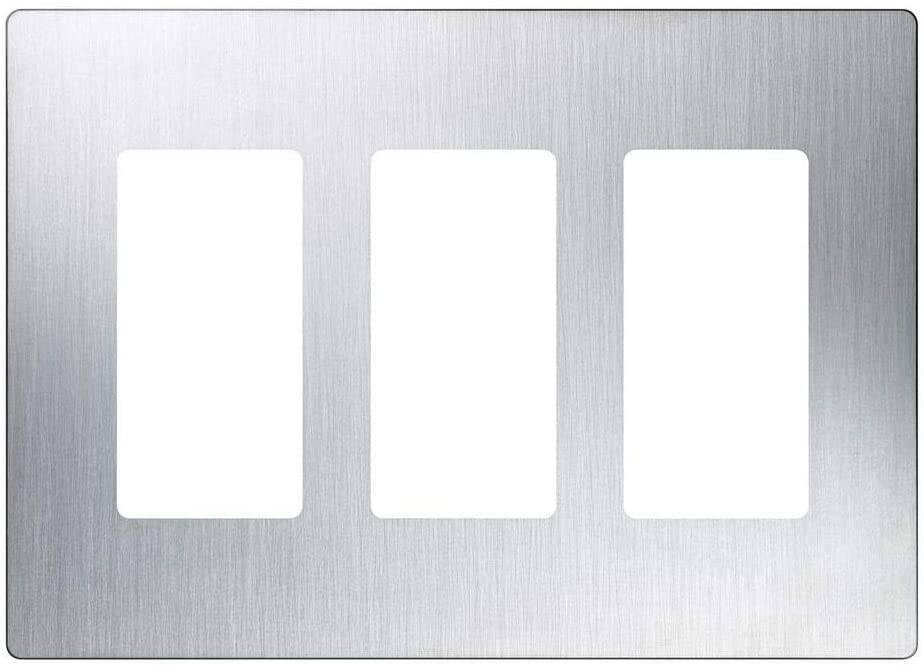 Lutron Claro Wallplate 3 Gang, Stainless (CW-3-SS)