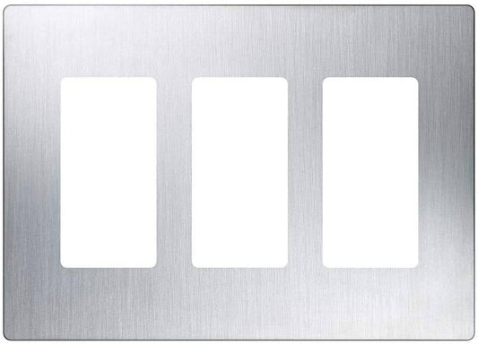 Lutron Claro Wallplate 3 Gang, Stainless (CW-3-SS)
