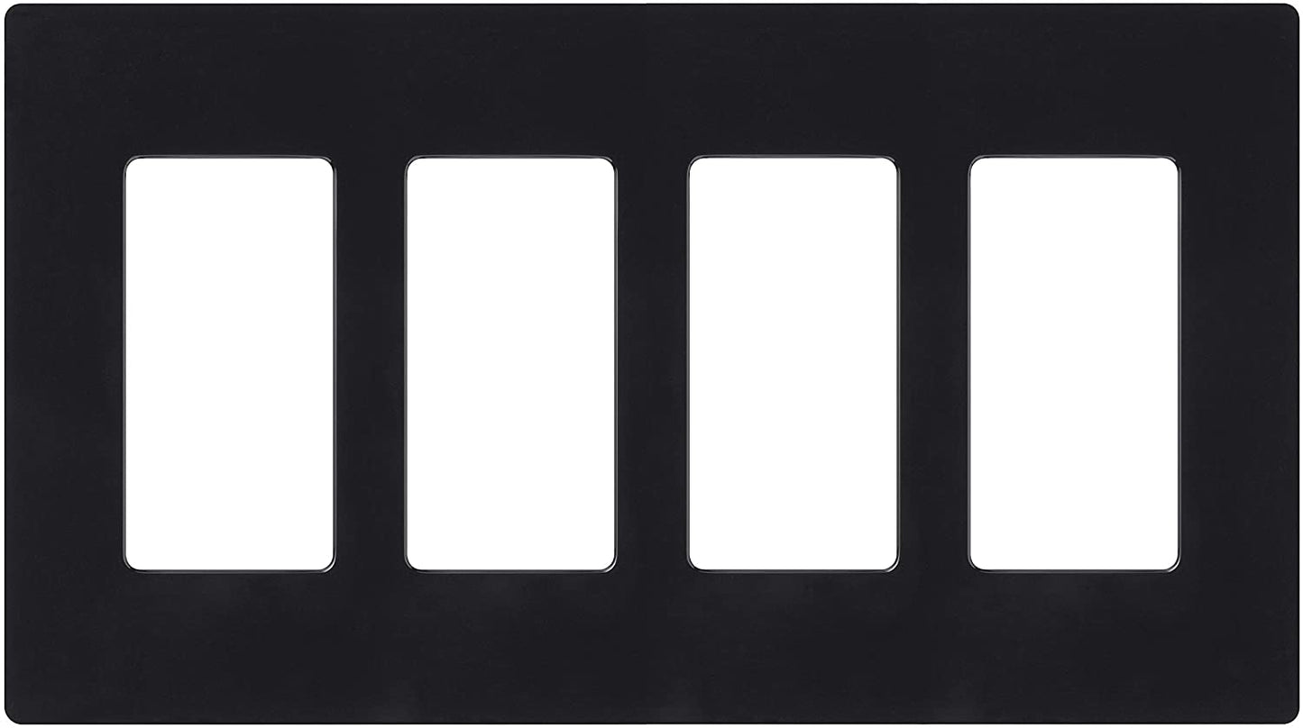 Lutron Claro Wallplate 4 Gang, Black (CW-4-BL)