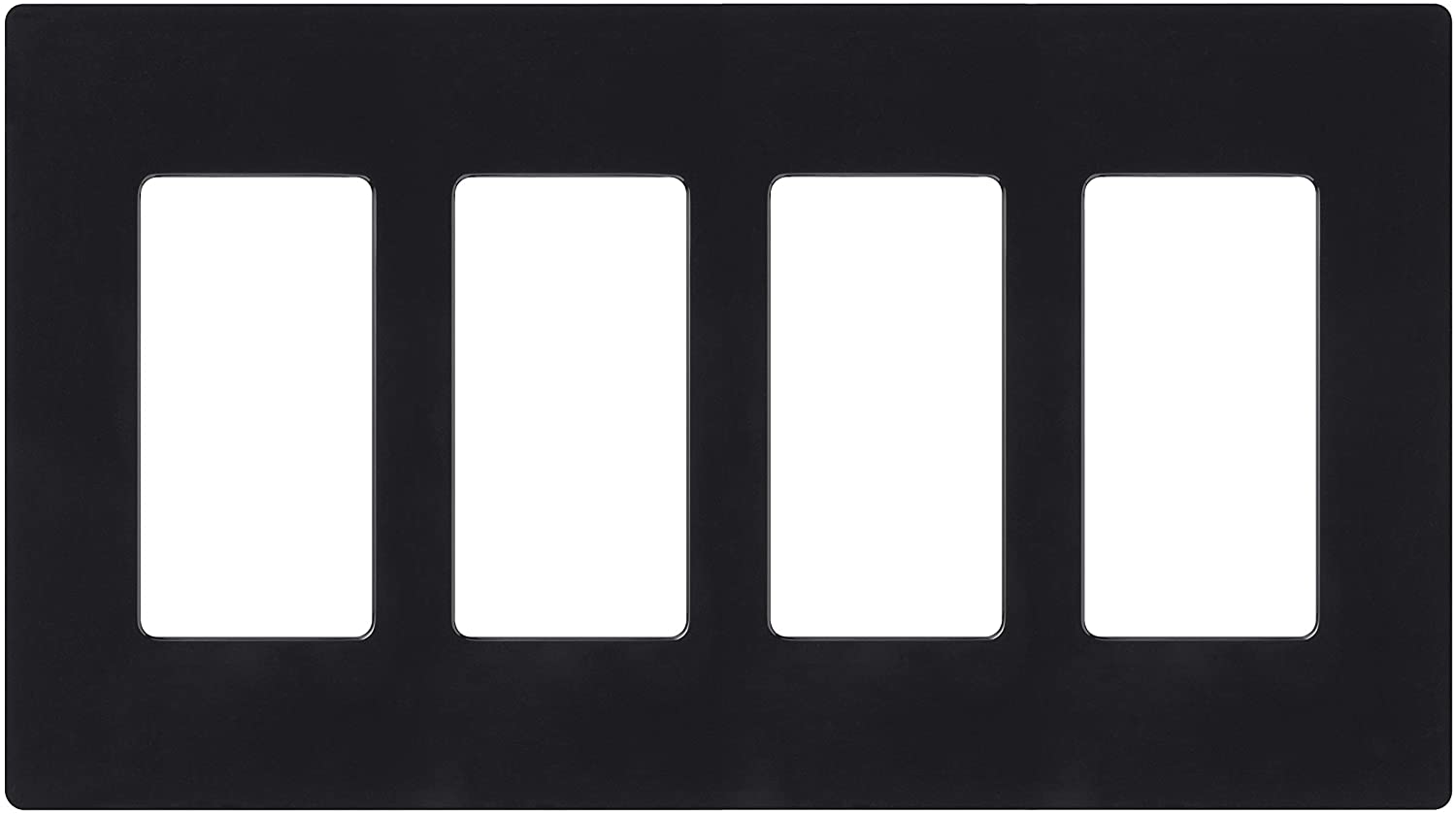 Lutron Claro Wallplate 4 Gang, Black (CW-4-BL)