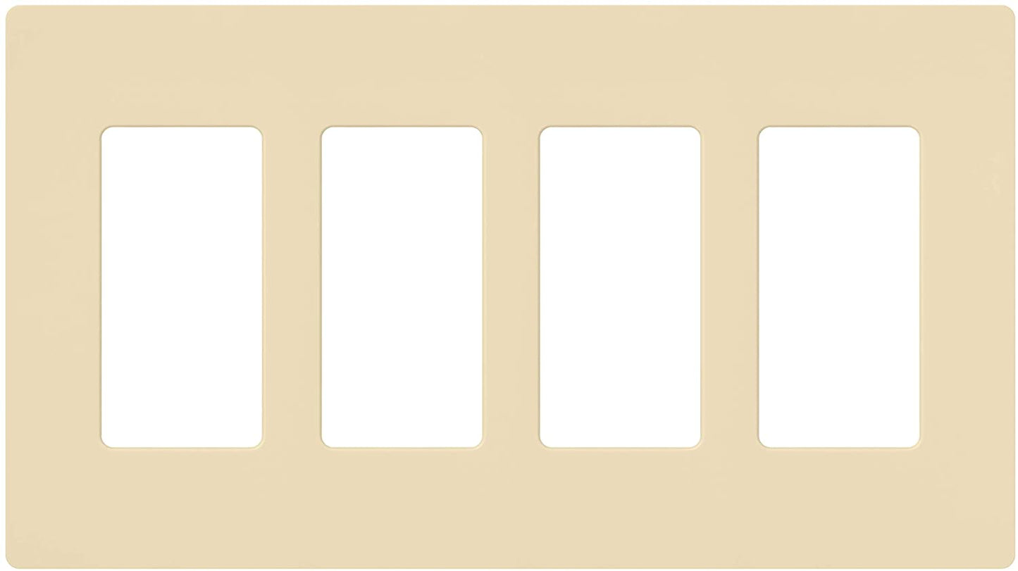 Lutron Claro Wallplate 4 Gang, Ivory (CW-4-IV)