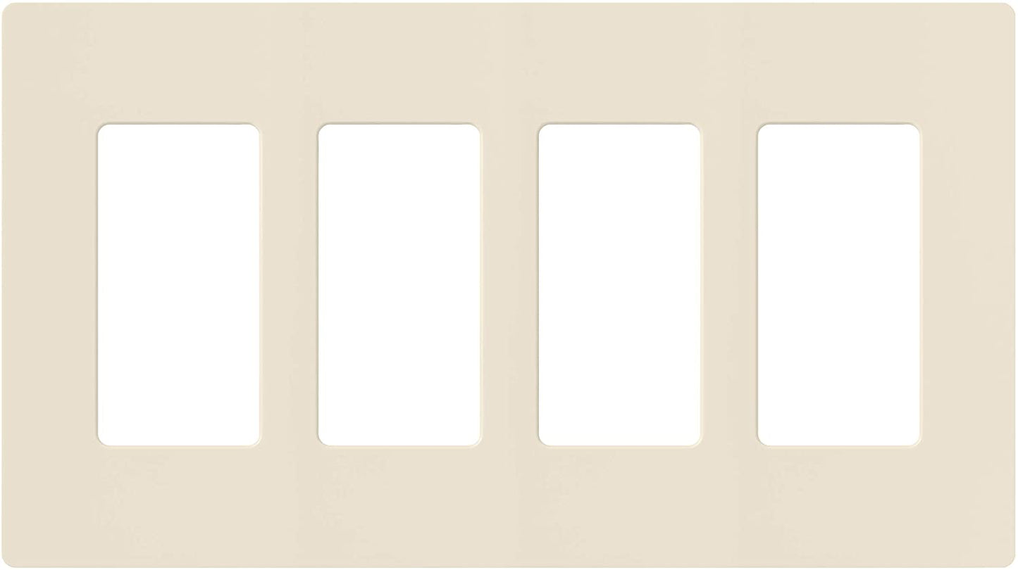 Lutron Claro Wallplate 4 Gang, Light Almond (CW-4-LA)