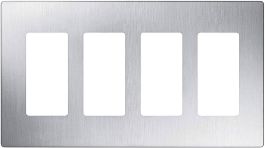 Lutron Claro Wallplate 4 Gang, Stainless (CW-4-SS)