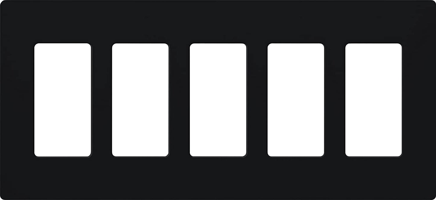 Lutron Claro Wallplate 5 Gang, Black (CW-5-BL)