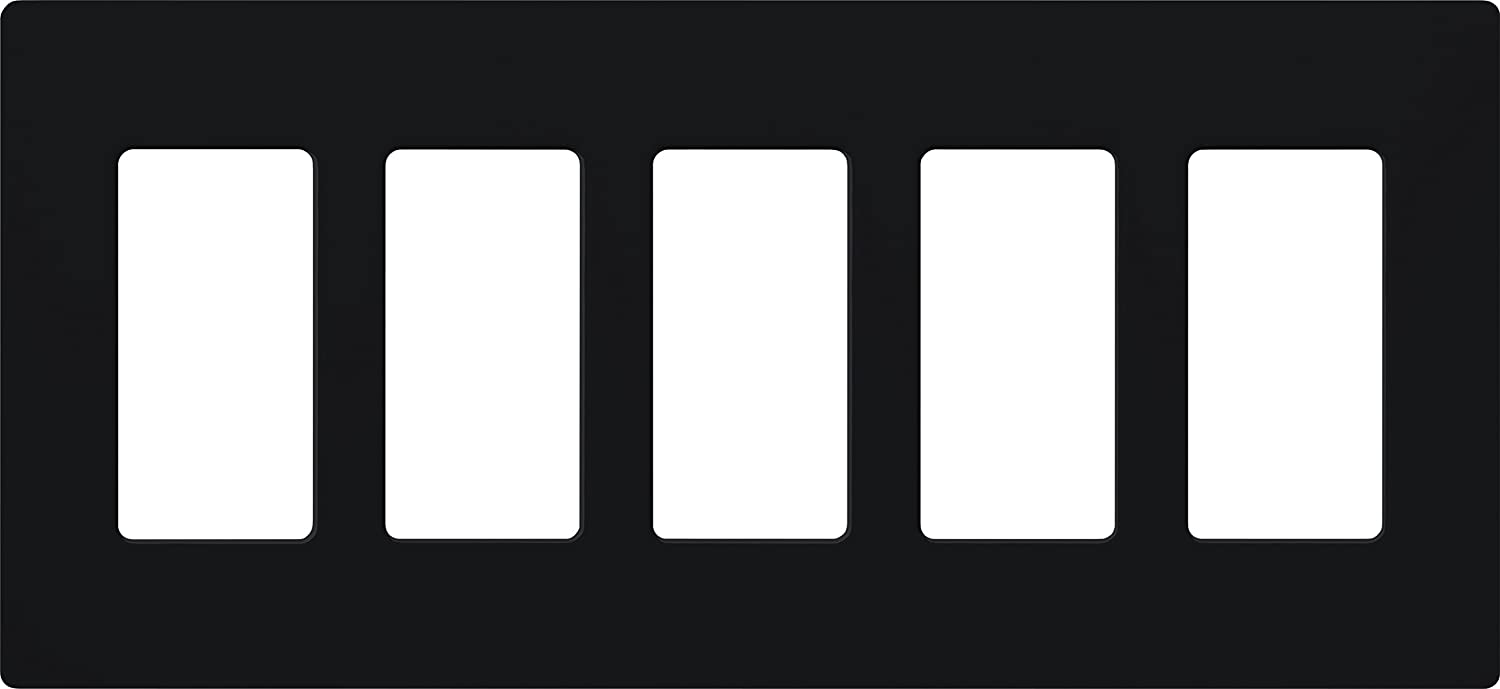 Lutron Claro Wallplate 5 Gang, Black (CW-5-BL)