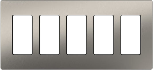 Lutron Claro Wallplate 5 Gang, Stainless (CW-5-SS)