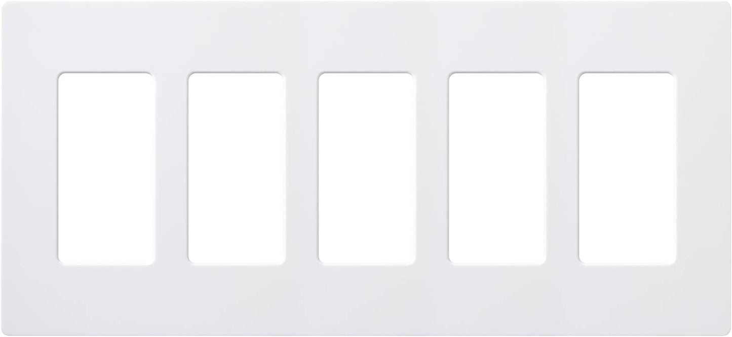 Lutron Claro Wallplate 5 Gang, White (CW-5-WH)