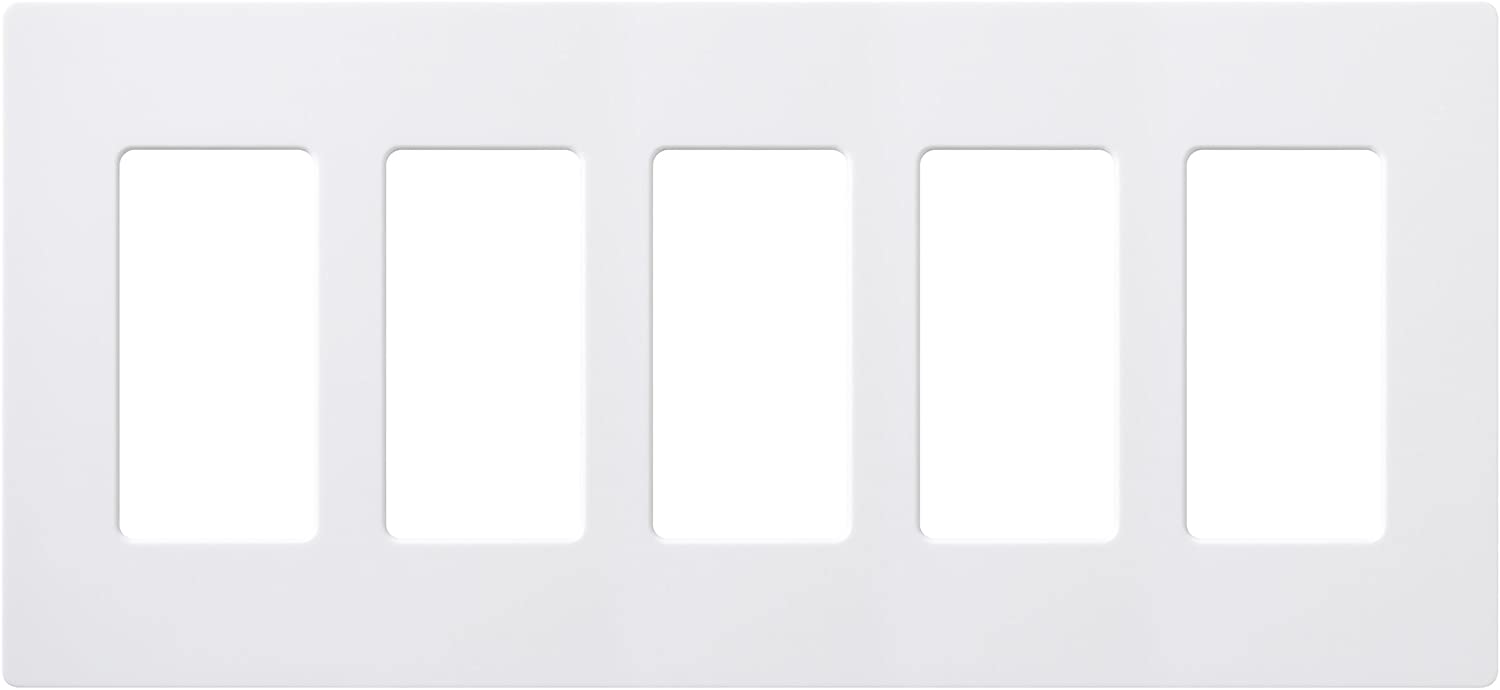 Lutron Claro Wallplate 5 Gang, White (CW-5-WH)